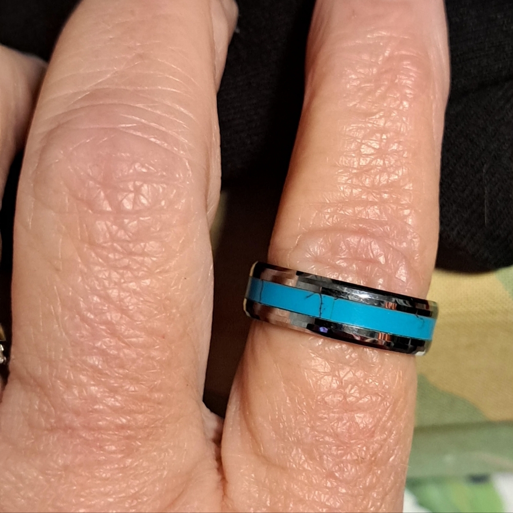 Turqouise Tungsten Wedding Ring